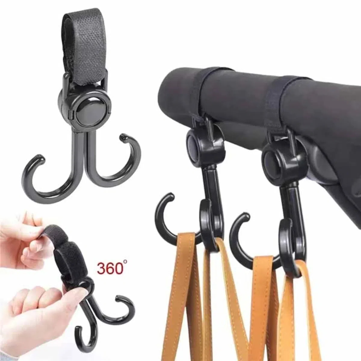 Travel Accessories Baby - Rotatable Double Hooks รถเข็นเด็กทารกอุปกรณ์เสริมช้อปปิ้ง Prop มัลติฟังก์ชั่แบบพกพาตะขอพลาสติก