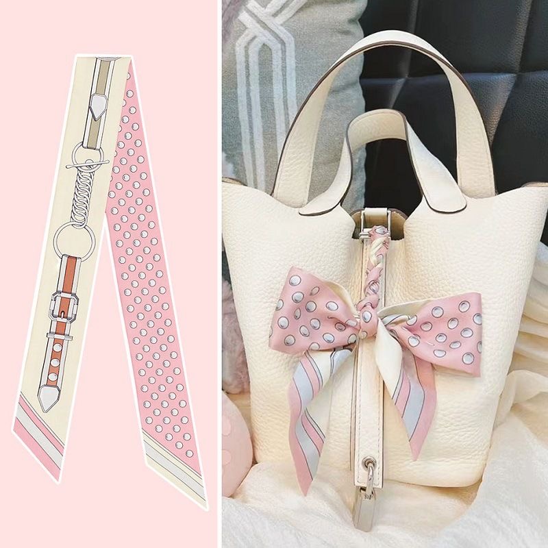 Travel Accessories Aesthetic - ผู้หญิงฤดูร้อนสีชมพู Polka Dot ผ้าพันคอกระเป๋าริบบิ้นตกแต่งจับพิมพ์ยาว Streamer อุปกรณ์เสริมแฟชั่นสําหรับฉลอง
