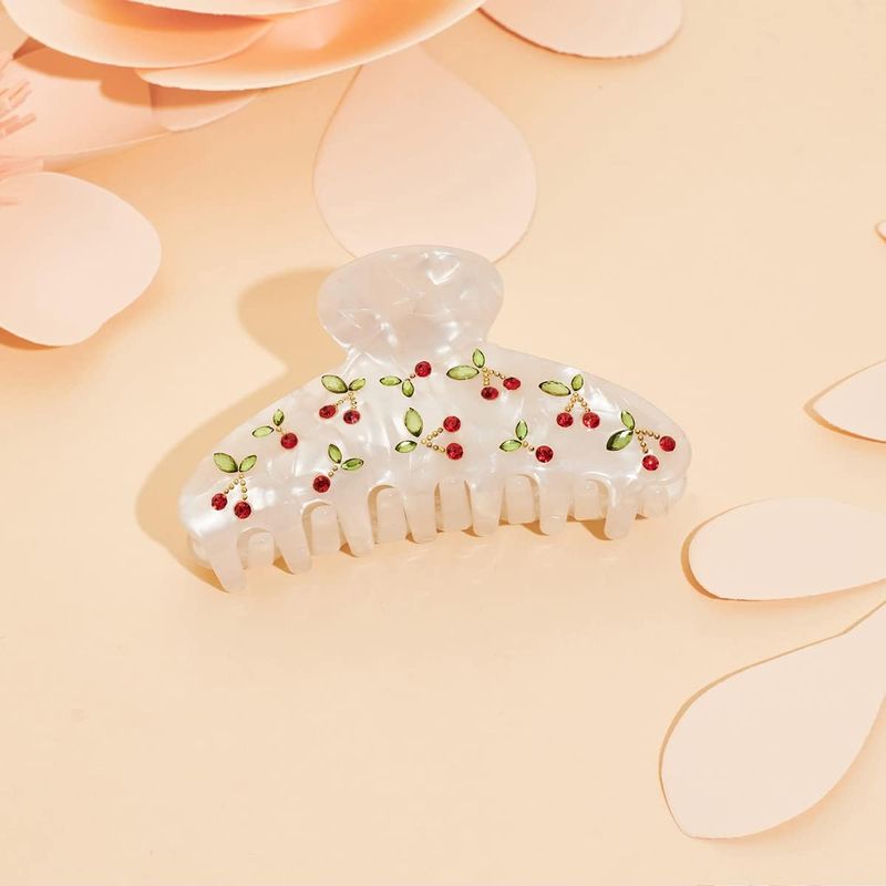 Travel Accessories Aesthetic - กิ๊บติดผมเชอร์รี่ 1 ชิ้น, ประดับเพชร, สไตล์หวาน, ย้อนยุค,