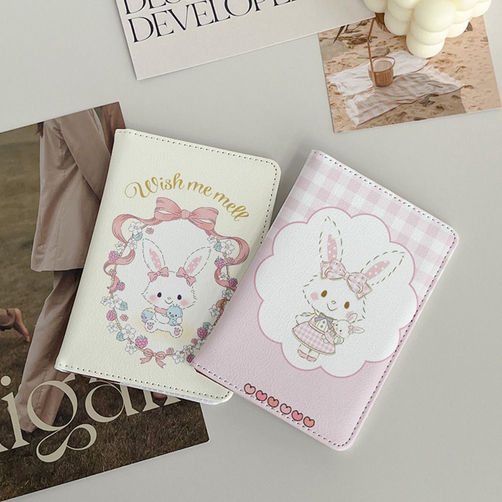 Travel Accessories Wallet - ที่ใส่พาสปอร์ตลายกระต่าย กระเป๋าหนัง PU บางเฉียบ กระเป๋าใส่พาสปอร์ตแบบพกพา กระเป๋าใส่บัตรเครดิตอเนกประสงค์